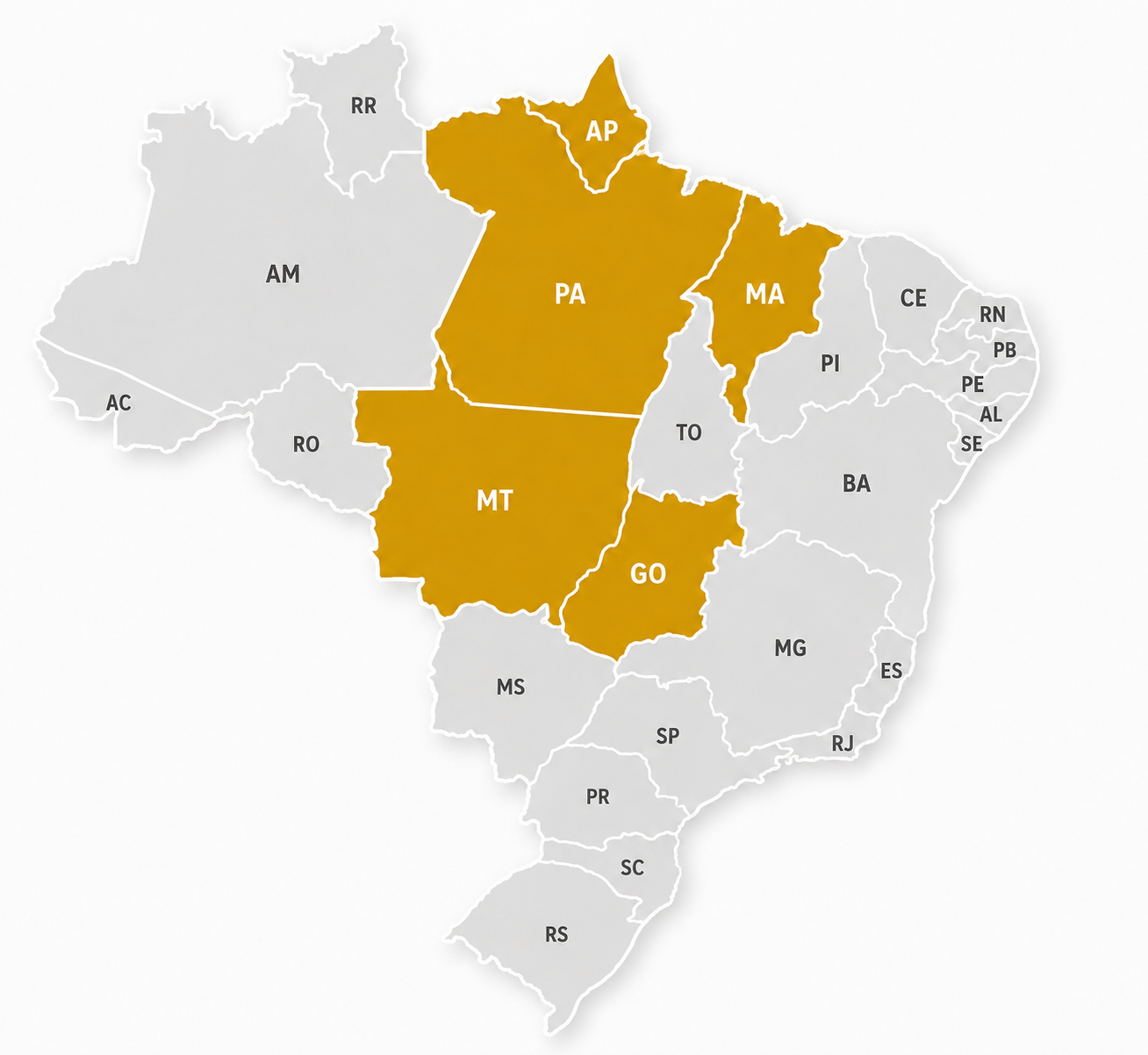 Mapa do Brasil com foco em atuação